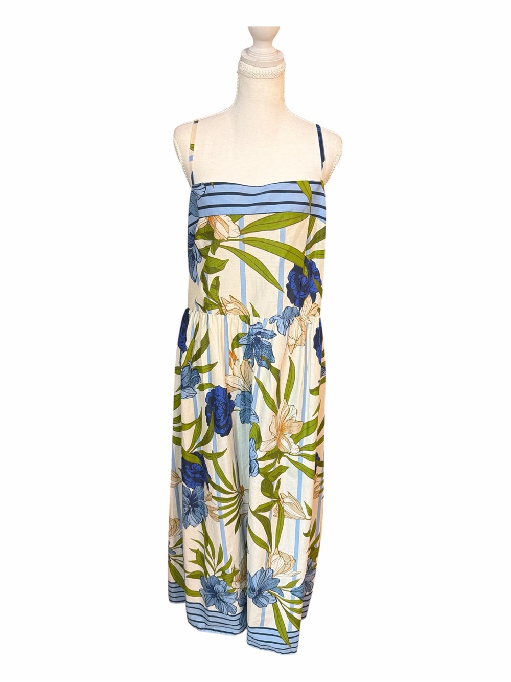 CeCe 1X Tropical Floral Maxi Dress NWT Blue Resort Vacation MSRP $109